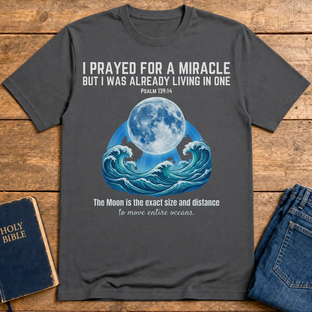 Moon‑Powered Oceans T-Shirt - Charcoal
