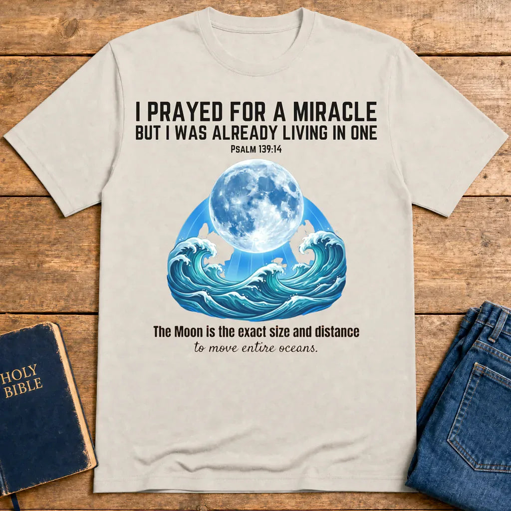 Moon‑Powered Oceans T-Shirt - Ice Grey
