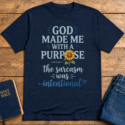 Purposeful Sarcasm Sunflower T-Shirt - Navy