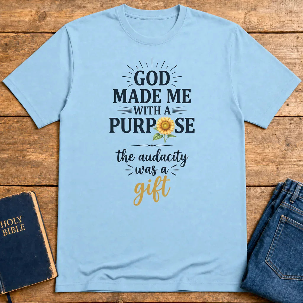 Purpose and Audacity T-Shirt - Light Blue