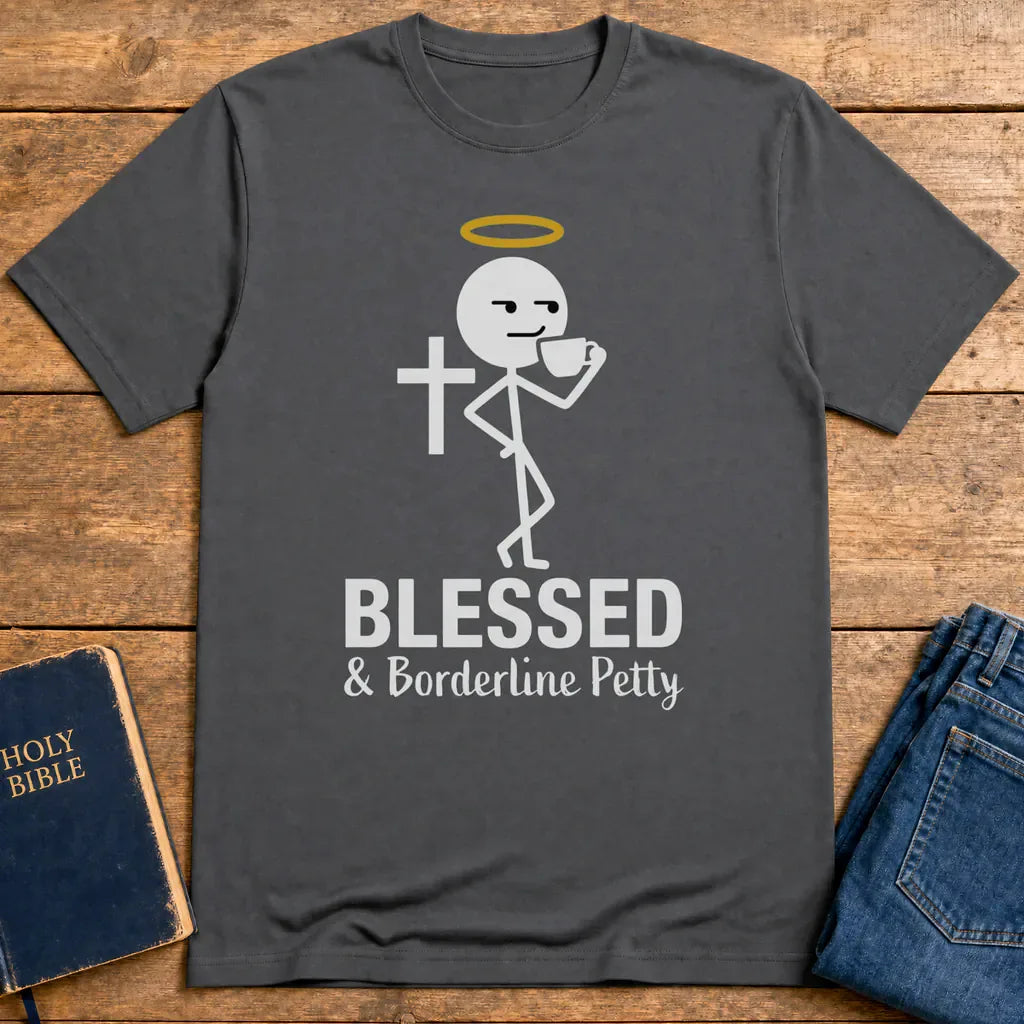 Blessed & Borderline Petty T-Shirt - Charcoal