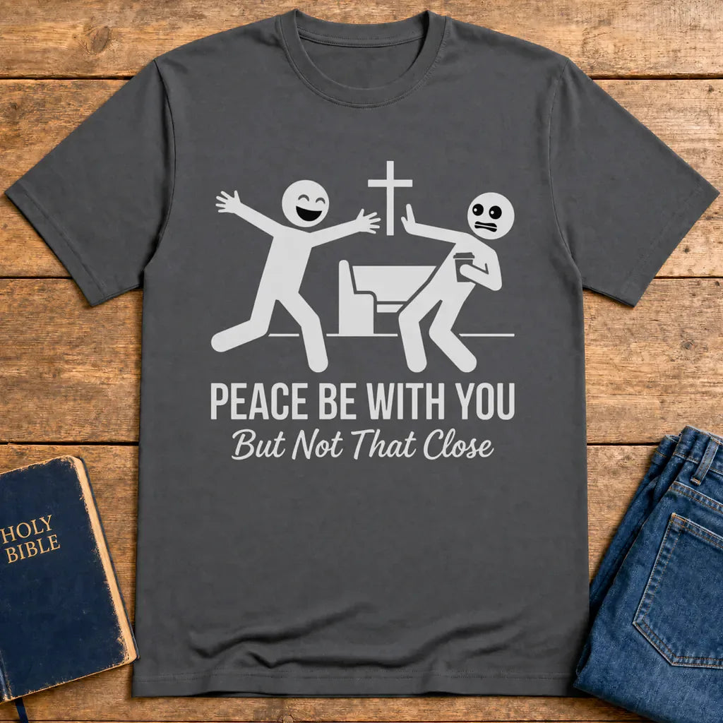 Peace Be With You T‑Shirt - Charcoal