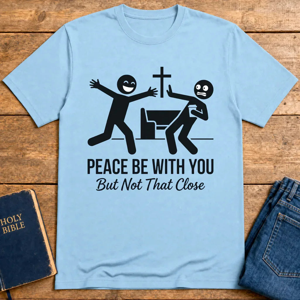 Peace Be With You T‑Shirt - Light Blue