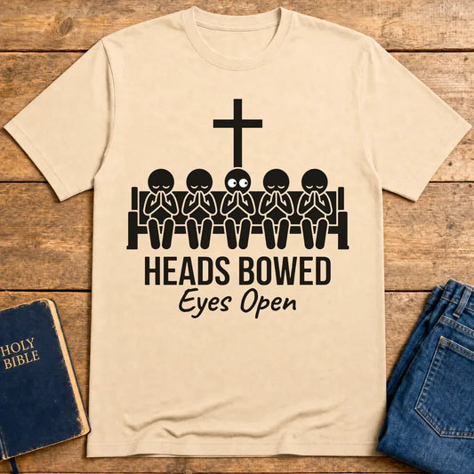 Heads Bowed Eyes Open T-Shirt - Natural