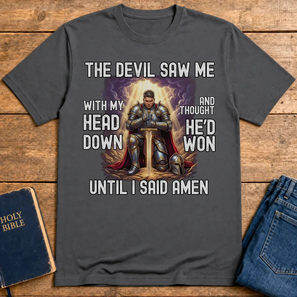 Warrior of Faith Amen T-Shirt - Charcoal