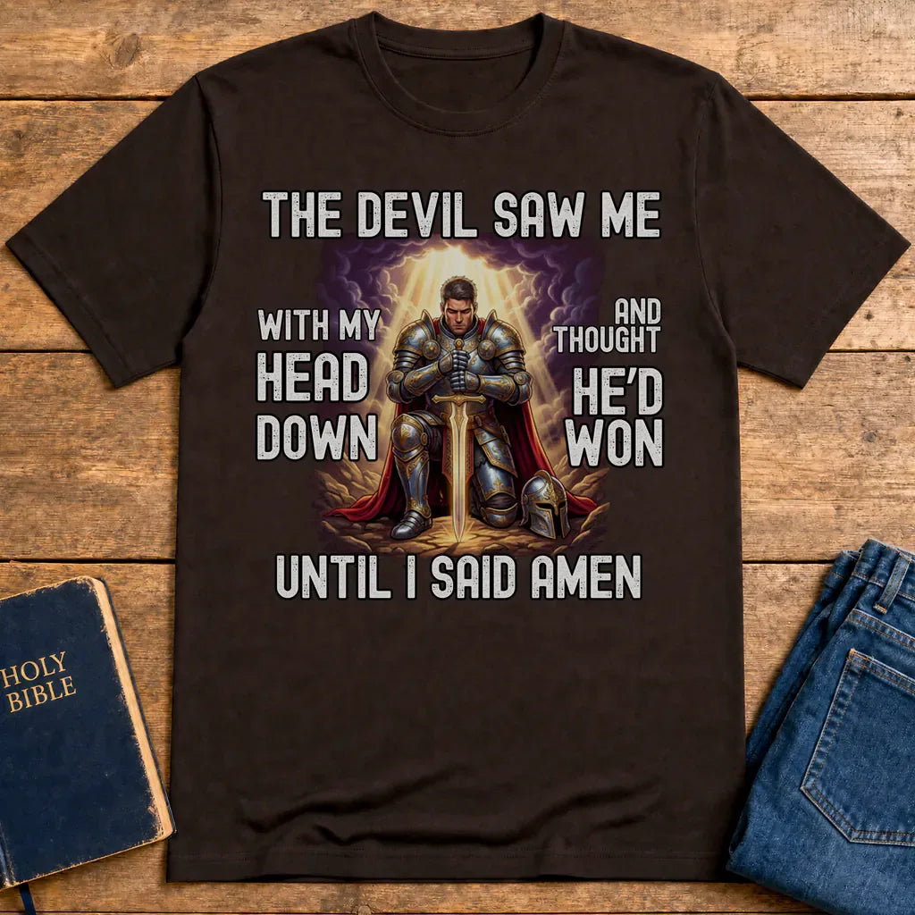 Warrior of Faith Amen T-Shirt - Dark Chocolate