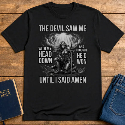 Warrior of Amen Faith Armor T-Shirt - Black