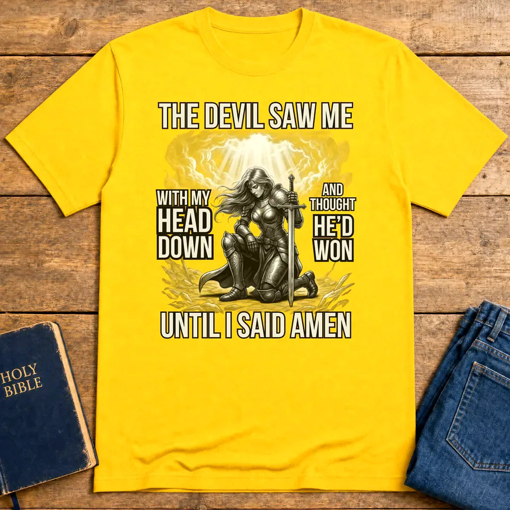 Warrior of Amen Faith Armor T-Shirt - Daisy