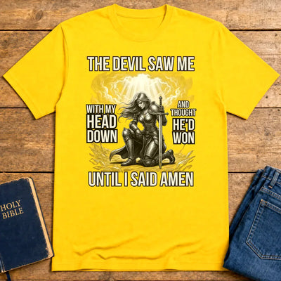 Warrior of Amen Faith Armor T-Shirt - Daisy