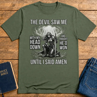 Warrior of Amen Faith Armor T-Shirt - Military Green