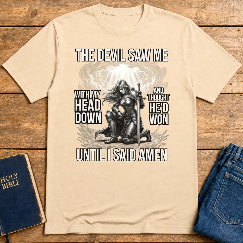 Warrior of Amen Faith Armor T-Shirt - Natural