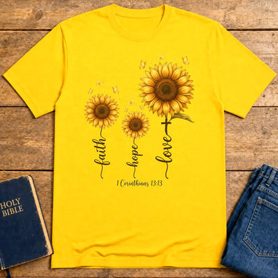 Faith Hope Love Sunflower T-Shirt - Daisy