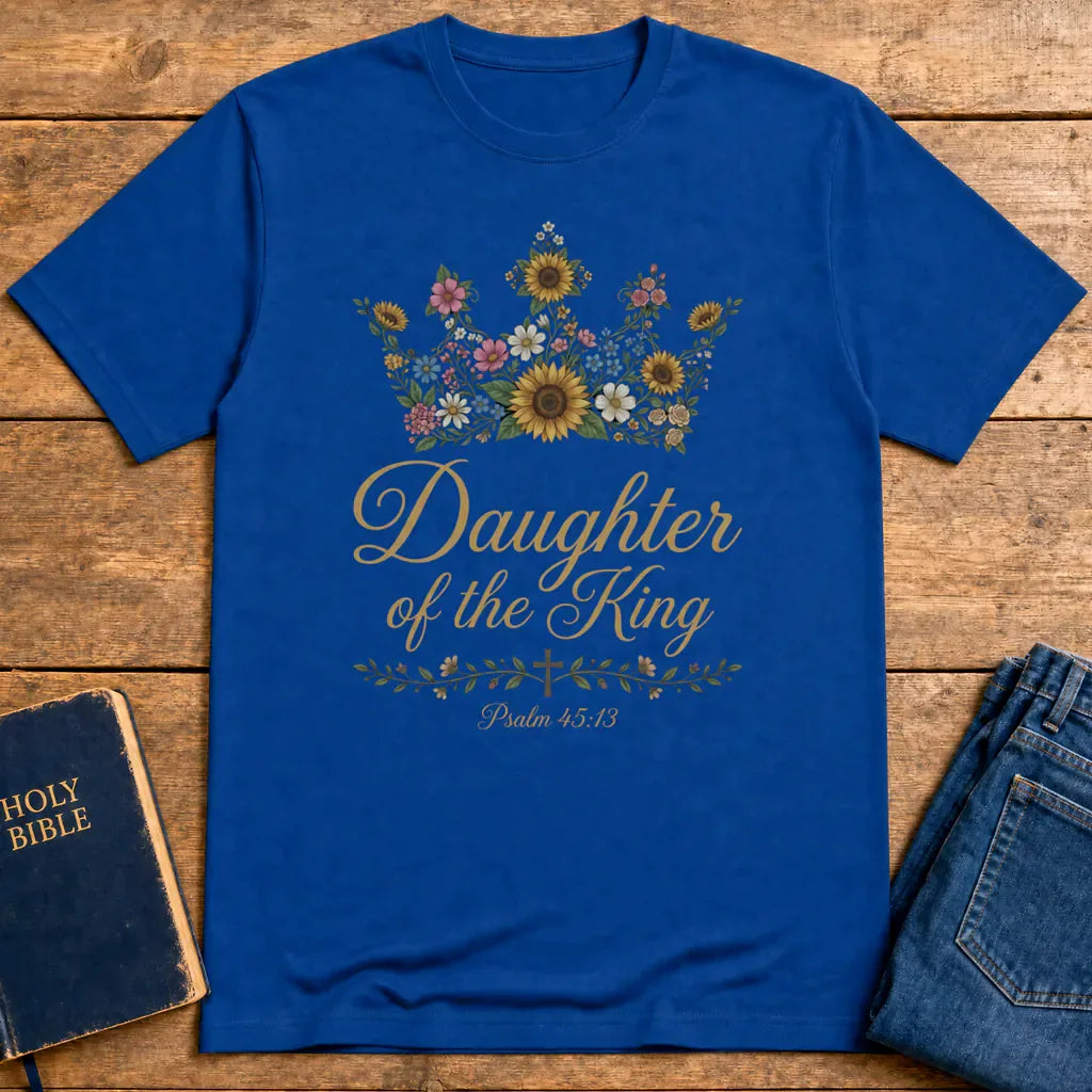Daughter of the King Floral Crown T-Shirt - Royal