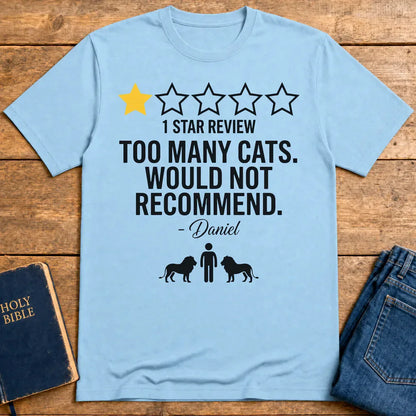 Too Many Cats One-Star Review T-Shirt - Light Blue