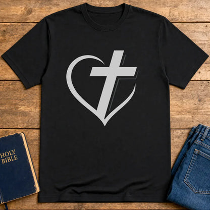 Heart and Cross Unity T-Shirt - Black
