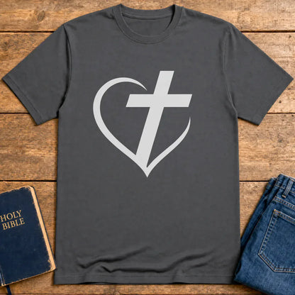 Heart and Cross Unity T-Shirt - Charcoal