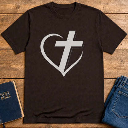 Heart and Cross Unity T-Shirt - Dark Chocolate