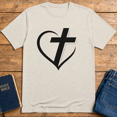 Heart and Cross Unity T-Shirt - Ice Grey