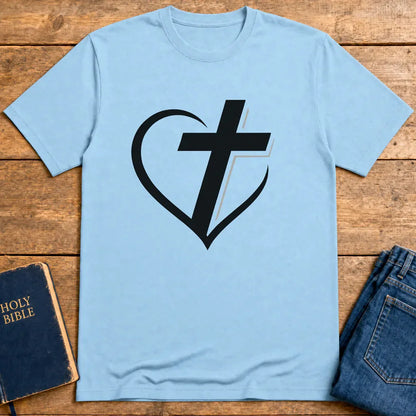 Heart and Cross Unity T-Shirt - Light Blue