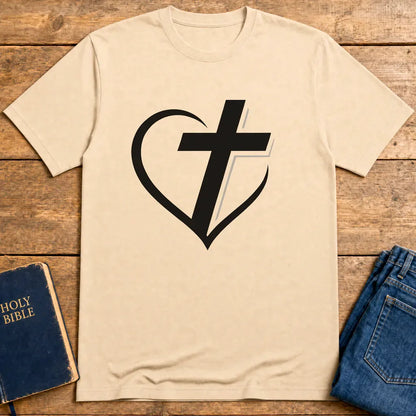 Heart and Cross Unity T-Shirt - Natural