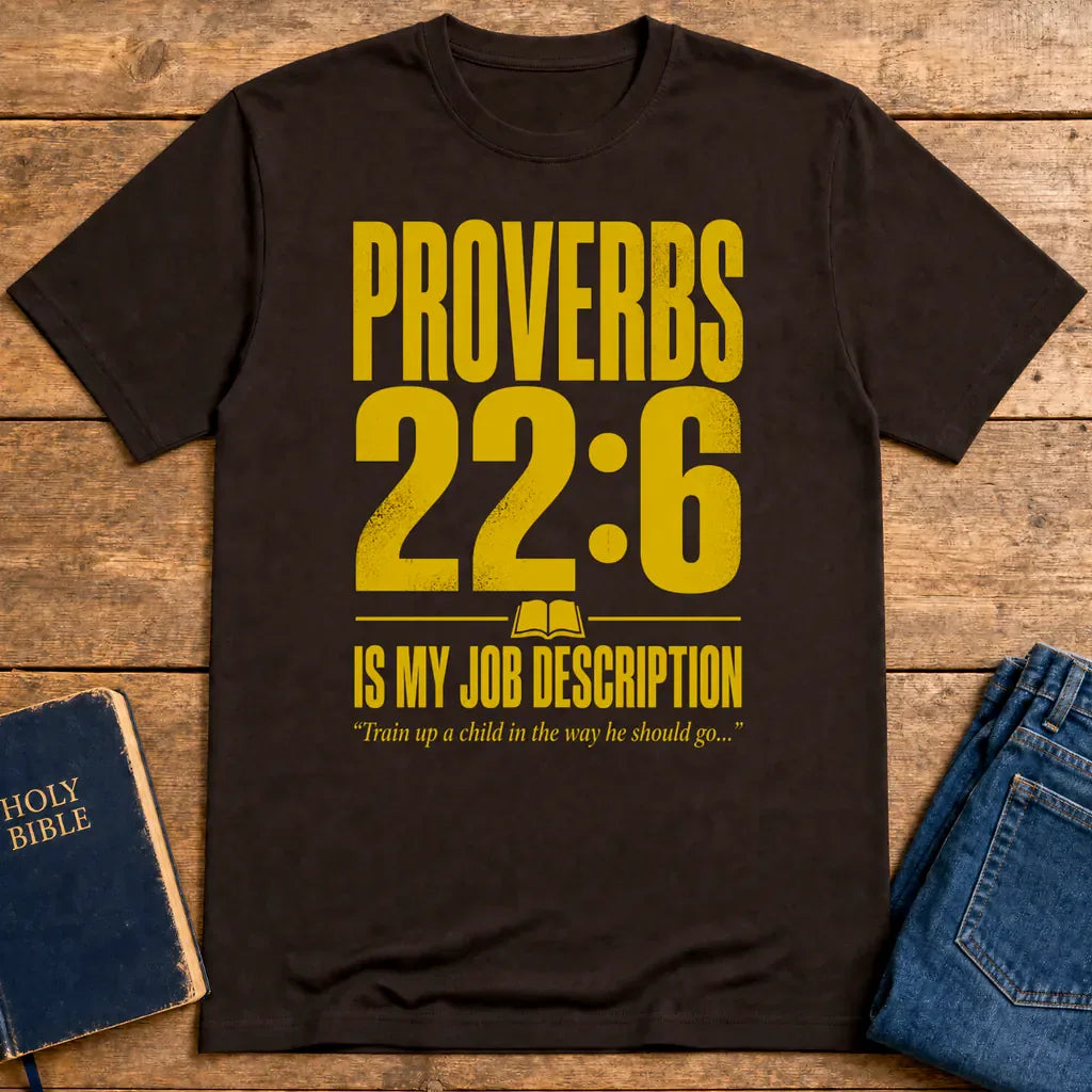 Proverbs 22:6 Job Description T-Shirt - Dark Chocolate