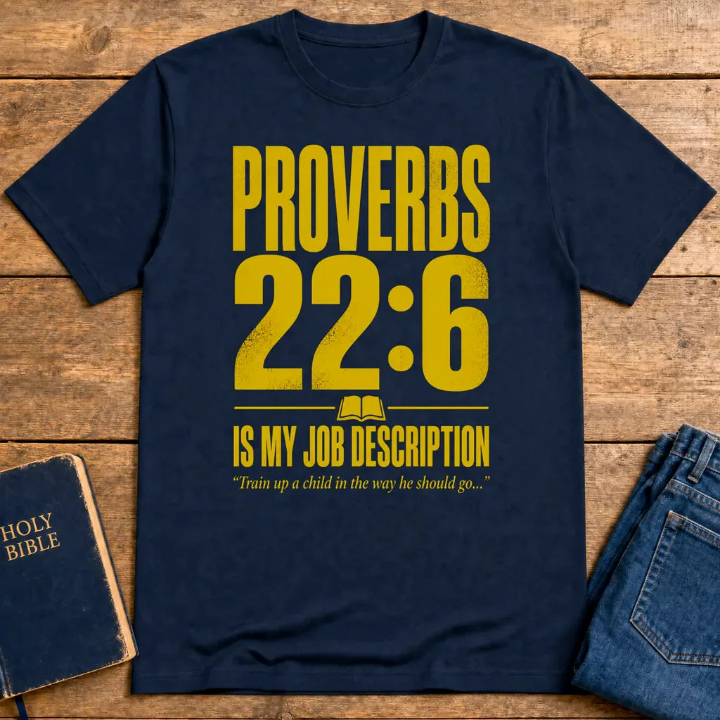 Proverbs 22:6 Job Description T-Shirt - Navy