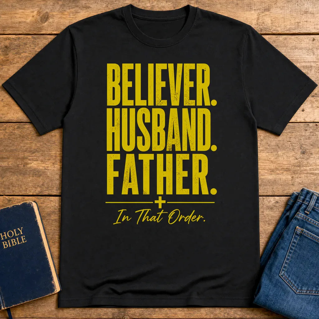 Believer Husband Father T-Shirt - Black