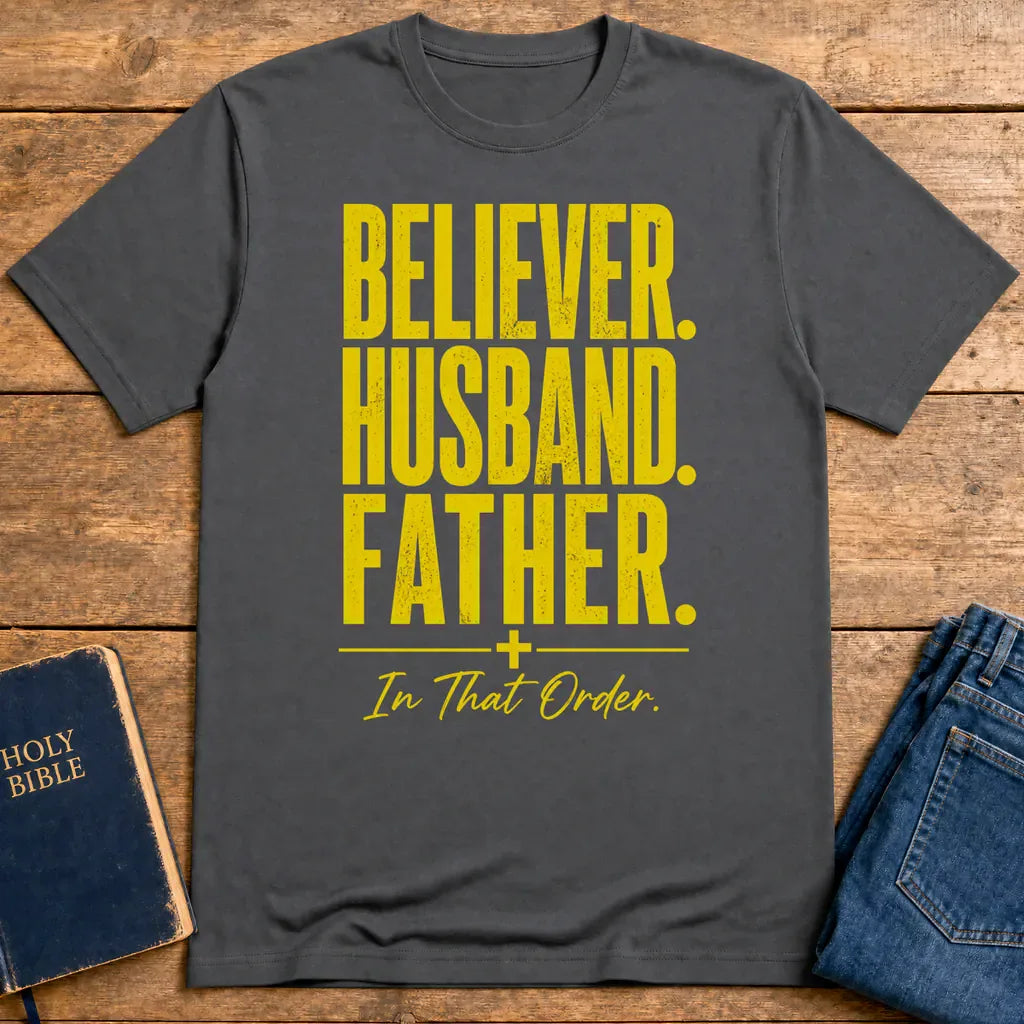 Believer Husband Father T-Shirt - Charcoal