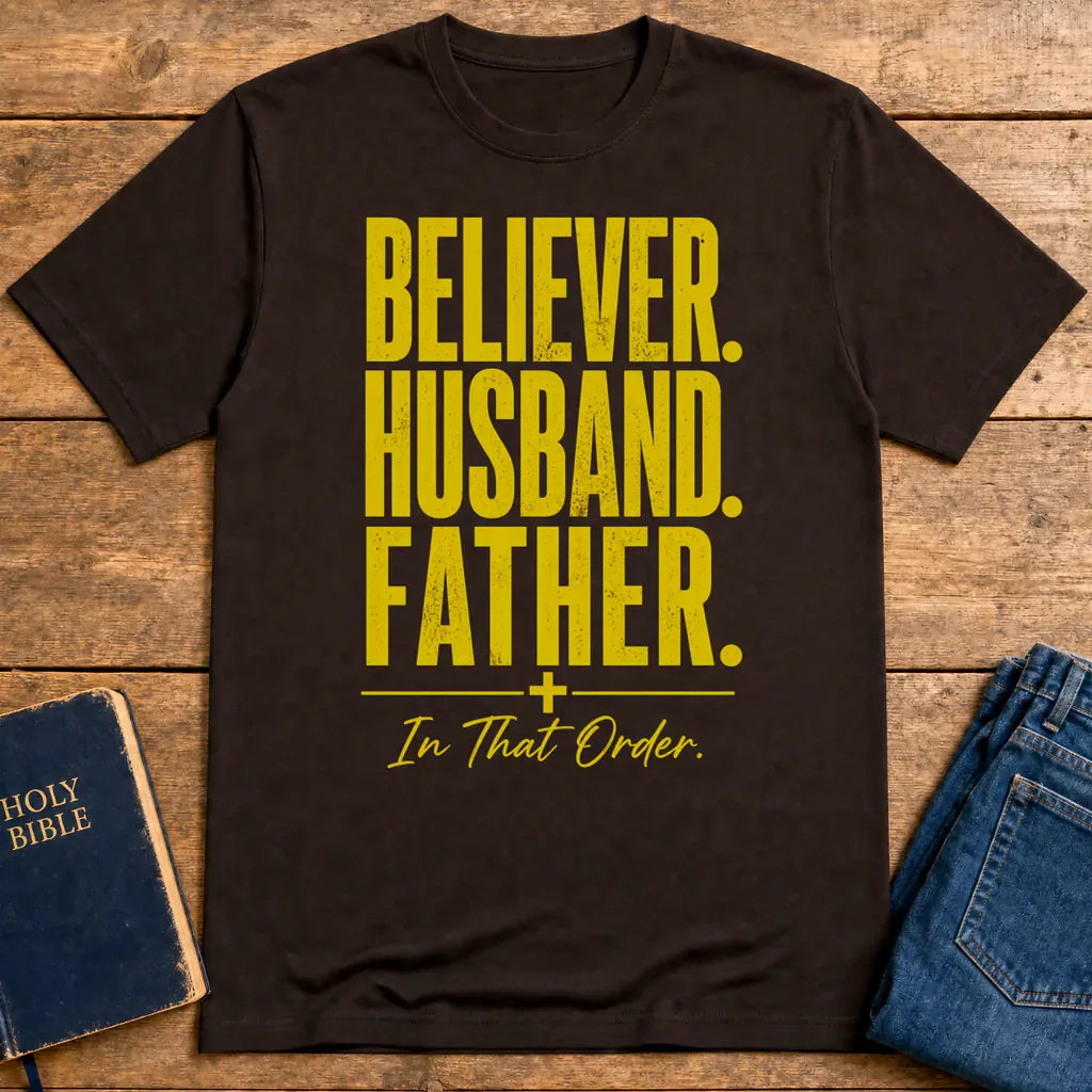 Believer Husband Father T-Shirt - Dark Chocolate