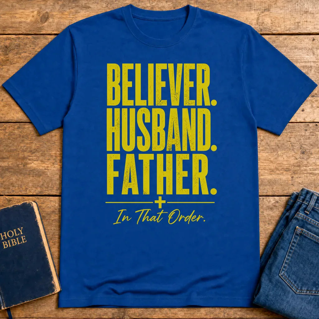 Believer Husband Father T-Shirt - Royal