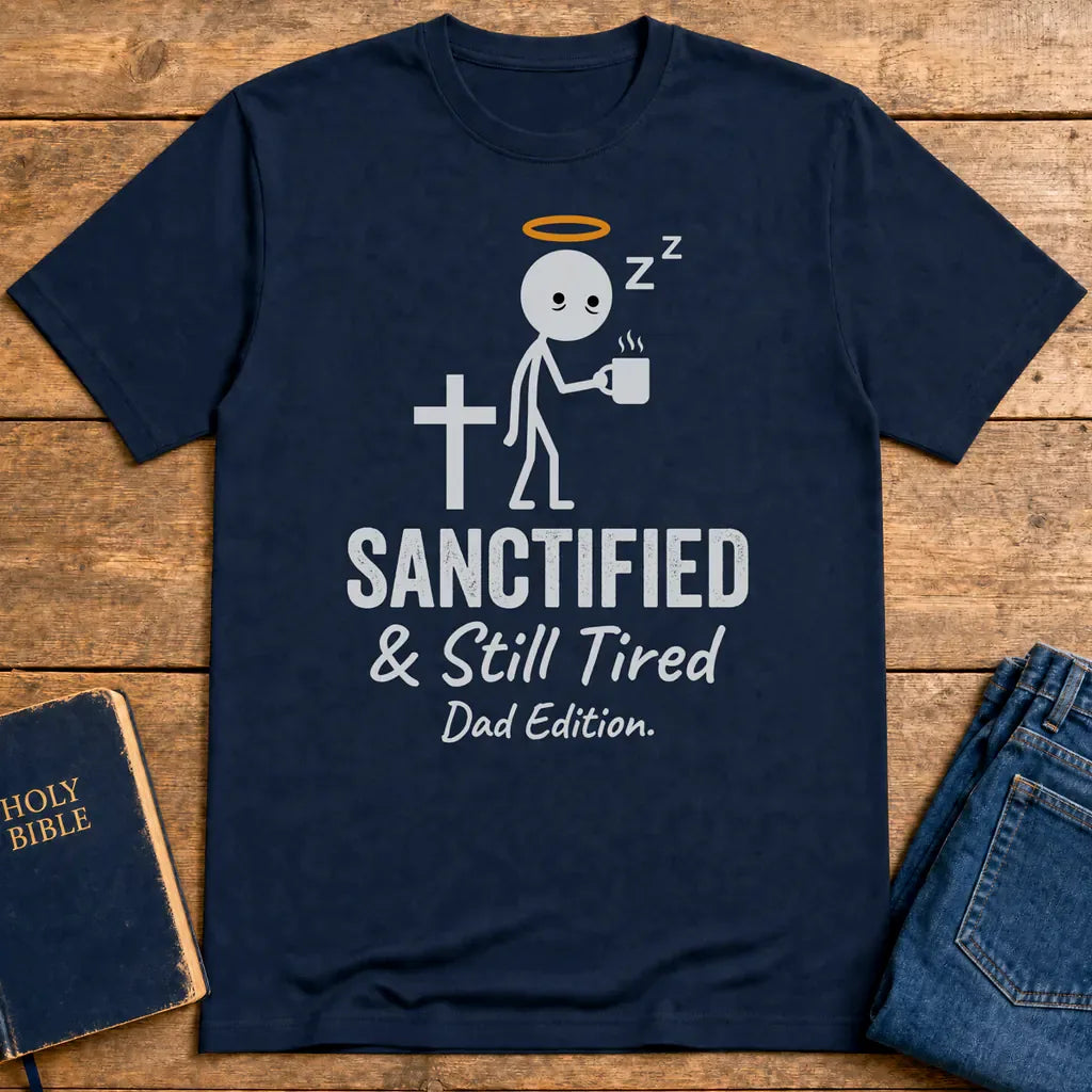 Sanctified & Still Tired Dad Edition T-Shirt - Navy