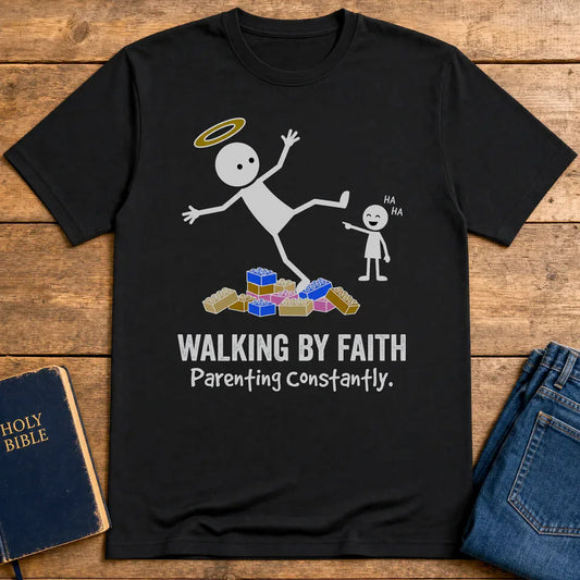 Walking by Faith Parenting T-Shirt - Black