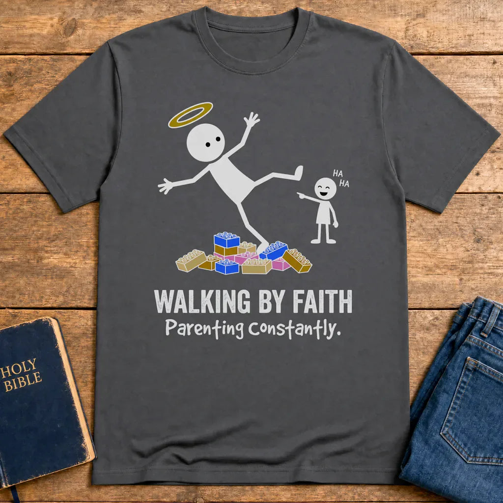 Walking by Faith Parenting T-Shirt - Charcoal