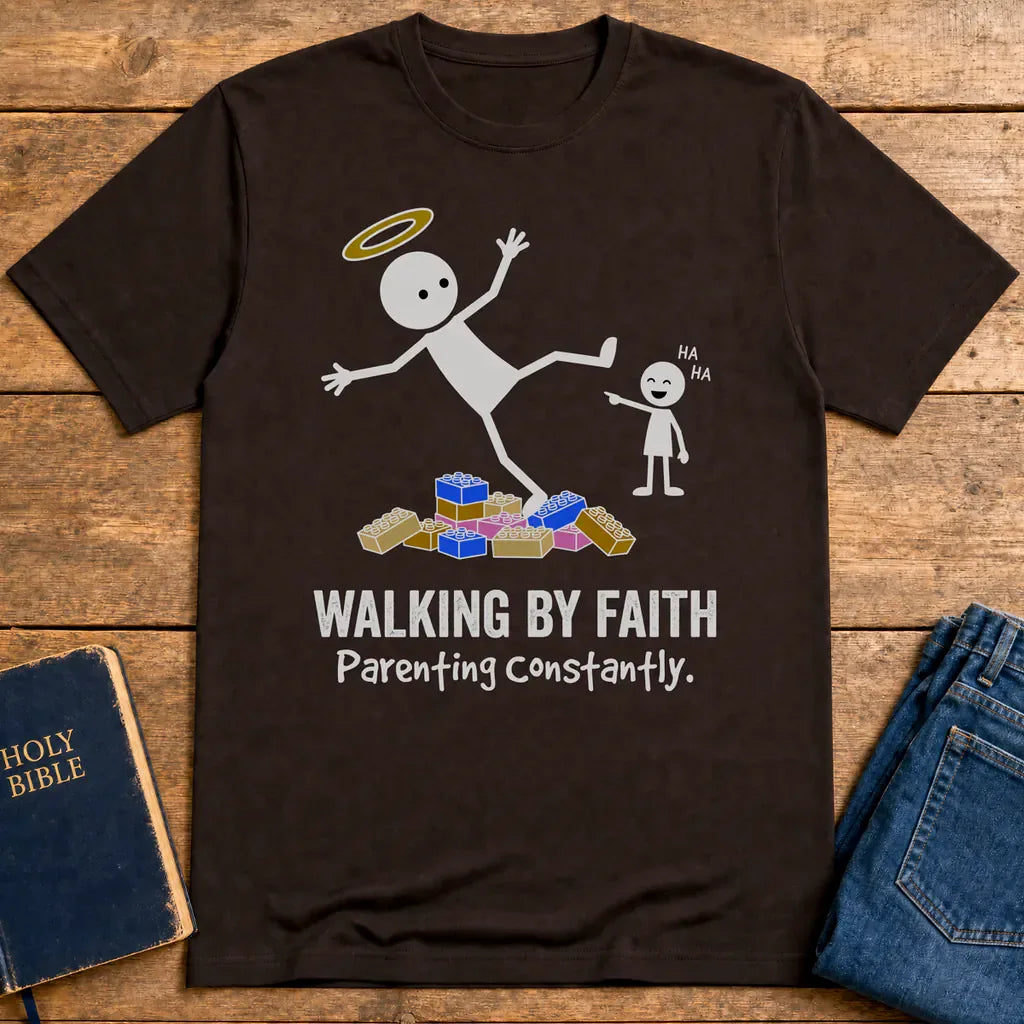 Walking by Faith Parenting T-Shirt - Dark Chocolate