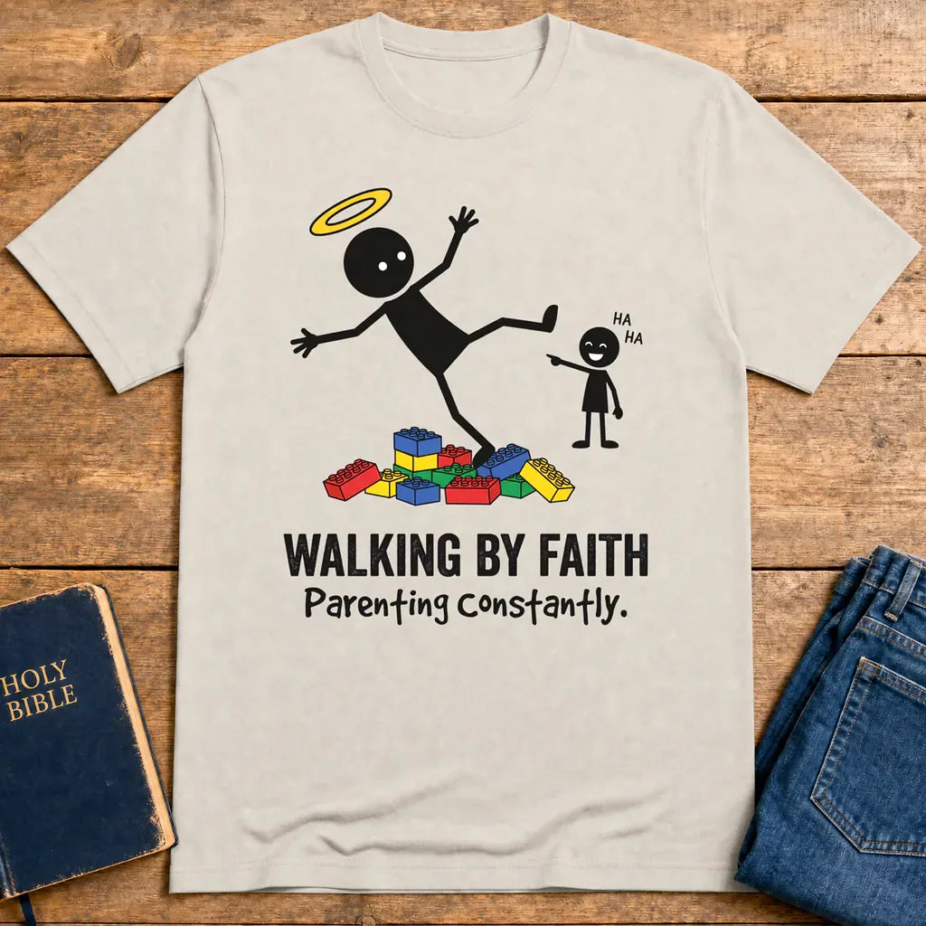 Walking by Faith Parenting T-Shirt - Ice Grey