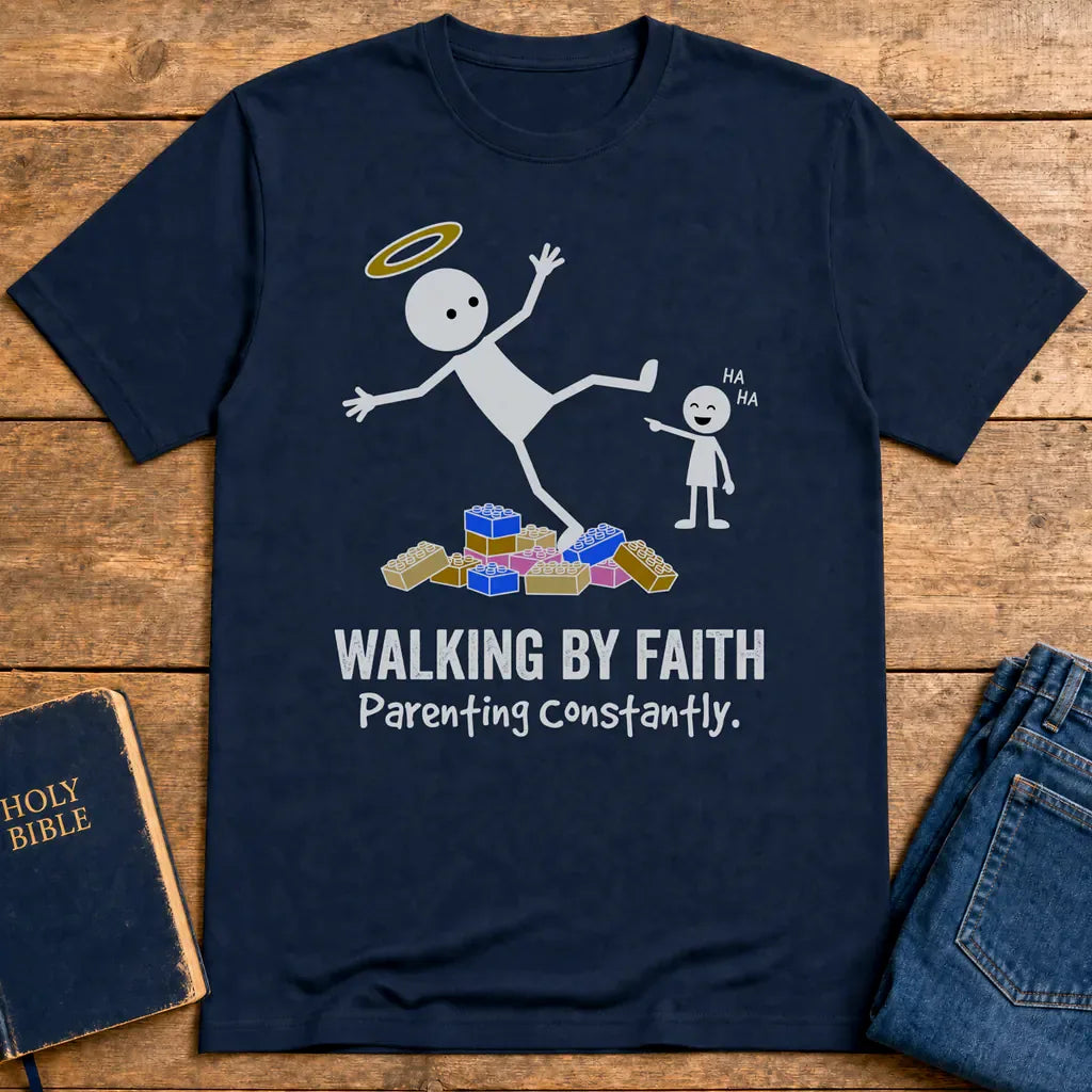 Walking by Faith Parenting T-Shirt - Navy