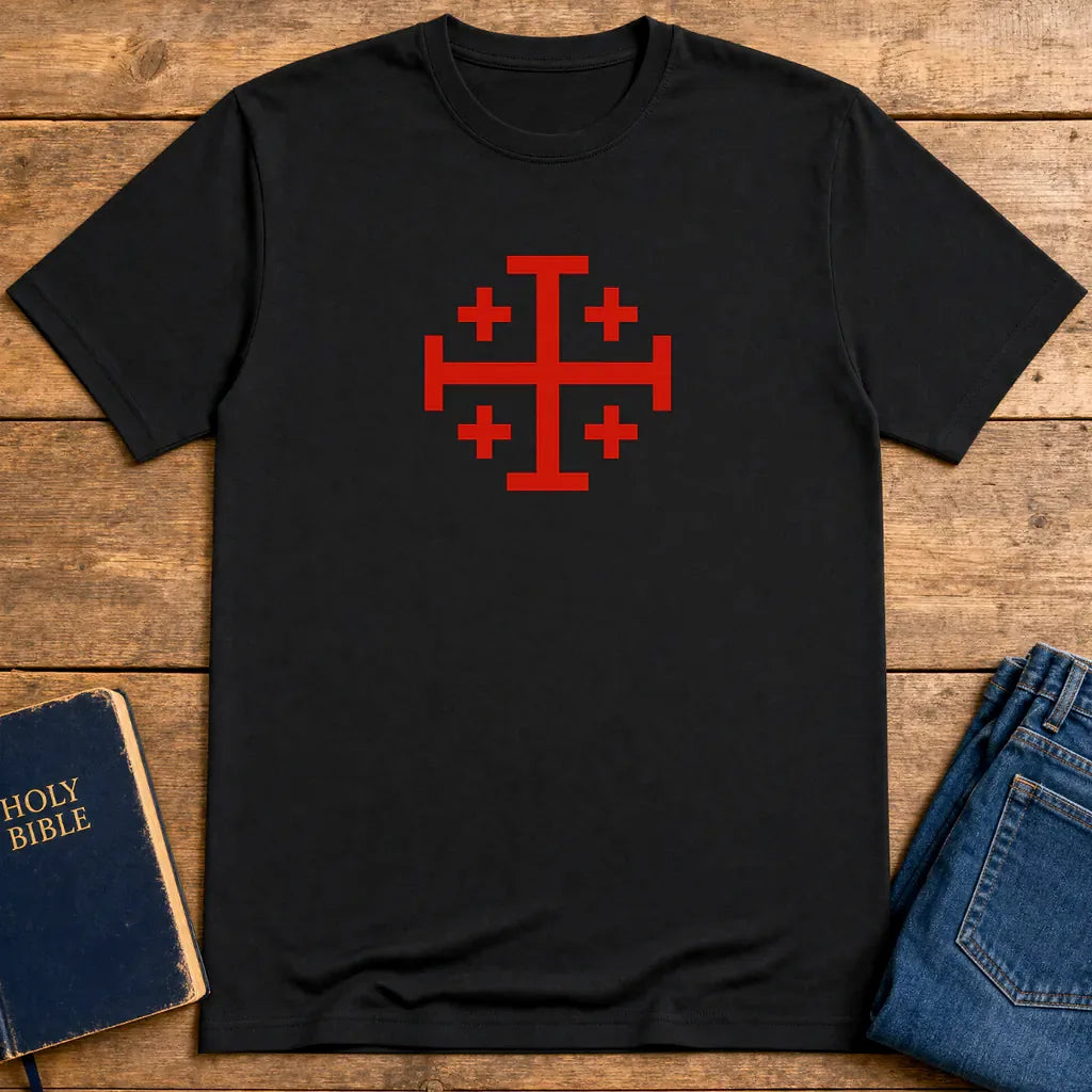 Bold Jerusalem Cross T-Shirt - Black