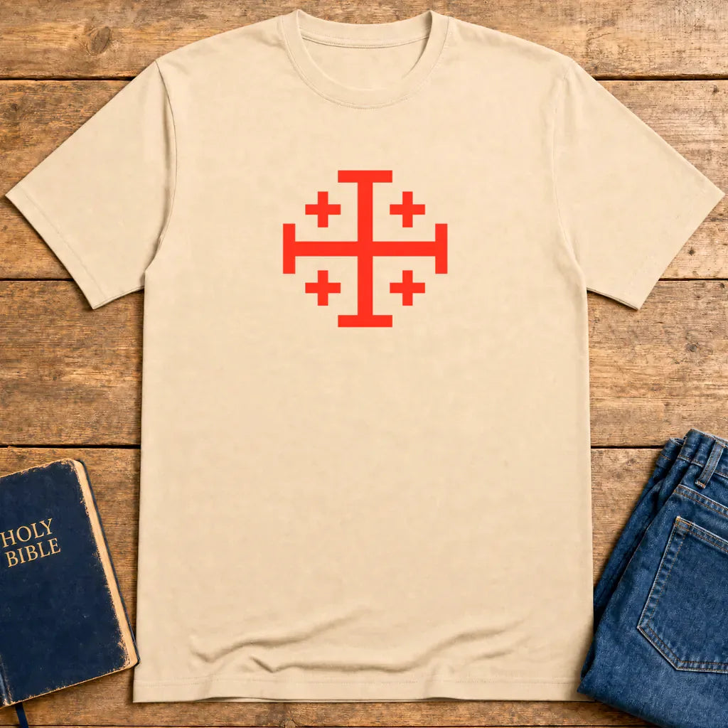 Bold Jerusalem Cross T-Shirt - Natural