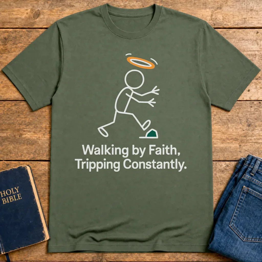 Walk by Faith T-Shirt - Military Green