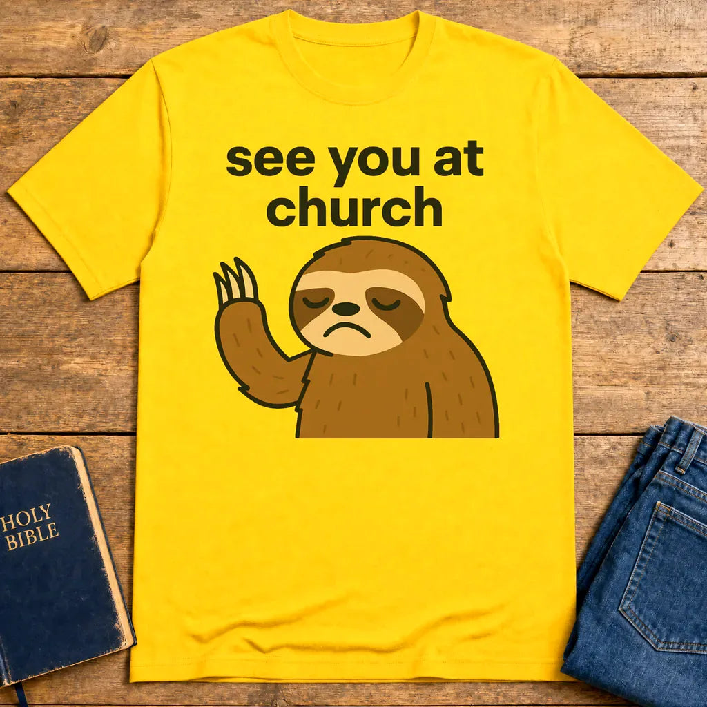 See You at Church Sloth T-Shirt - Daisy