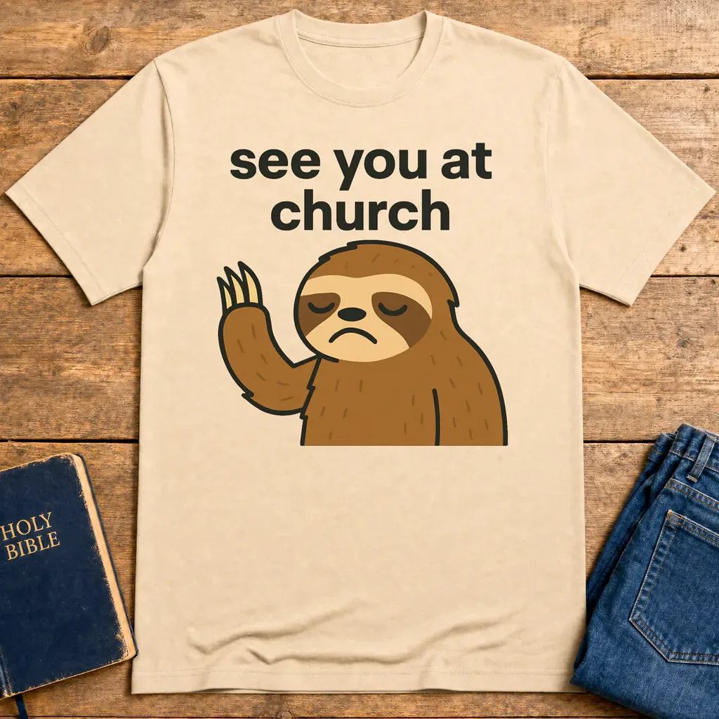 See You at Church Sloth T-Shirt - Natural