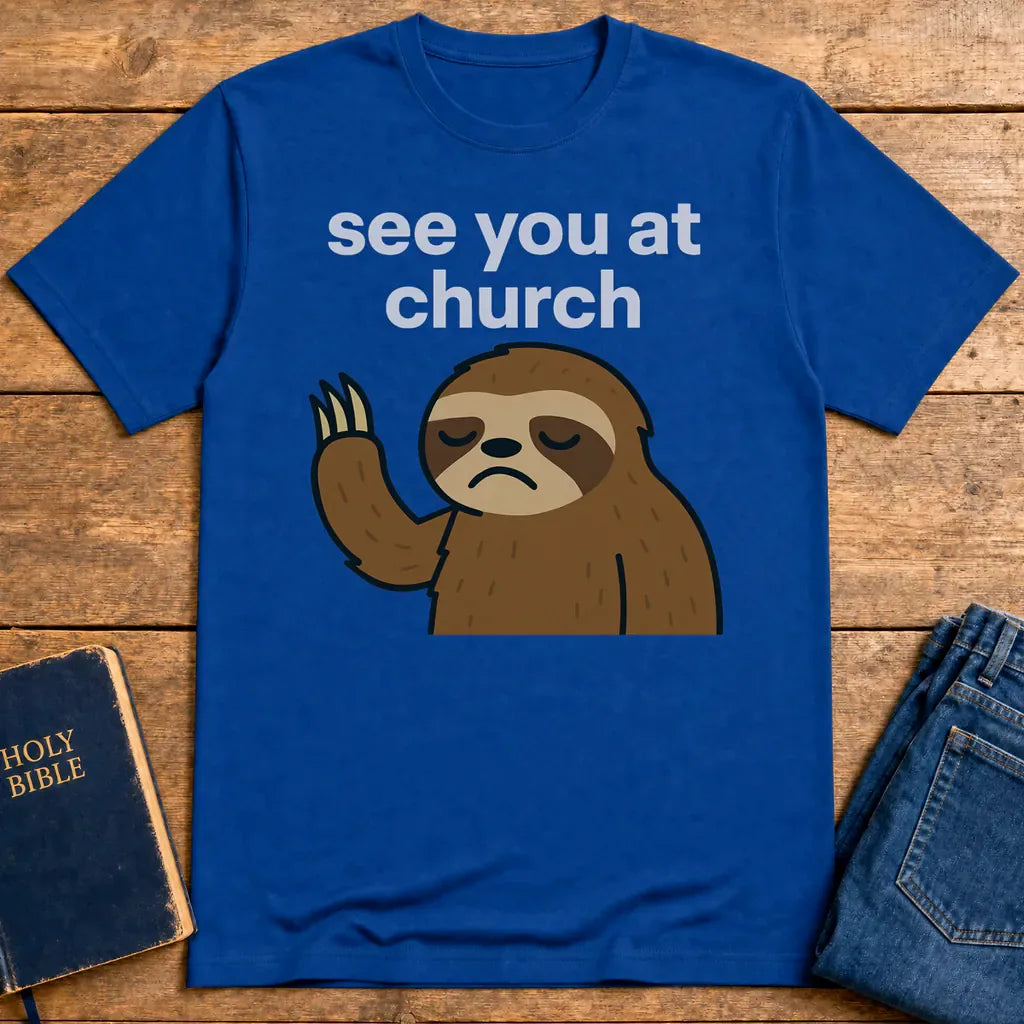 See You at Church Sloth T-Shirt - Royal