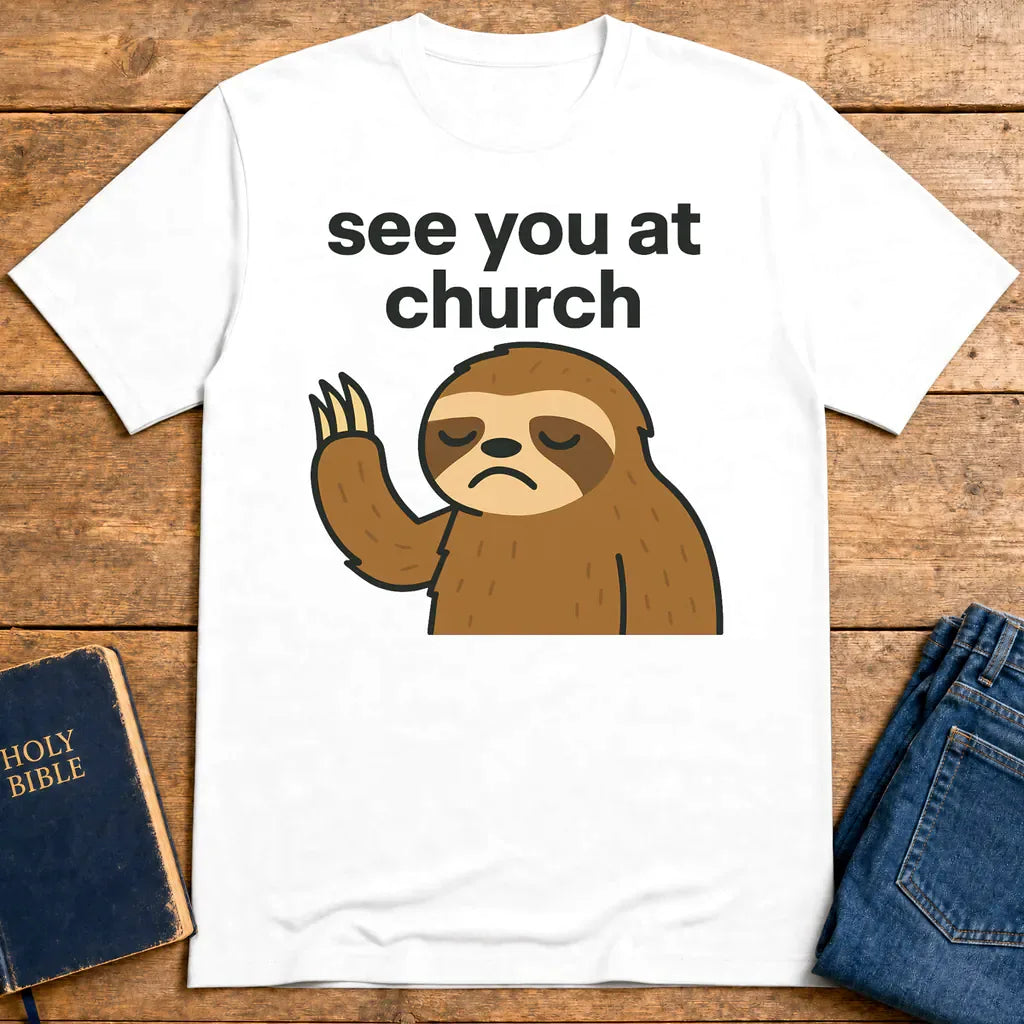 See You at Church Sloth T-Shirt - White