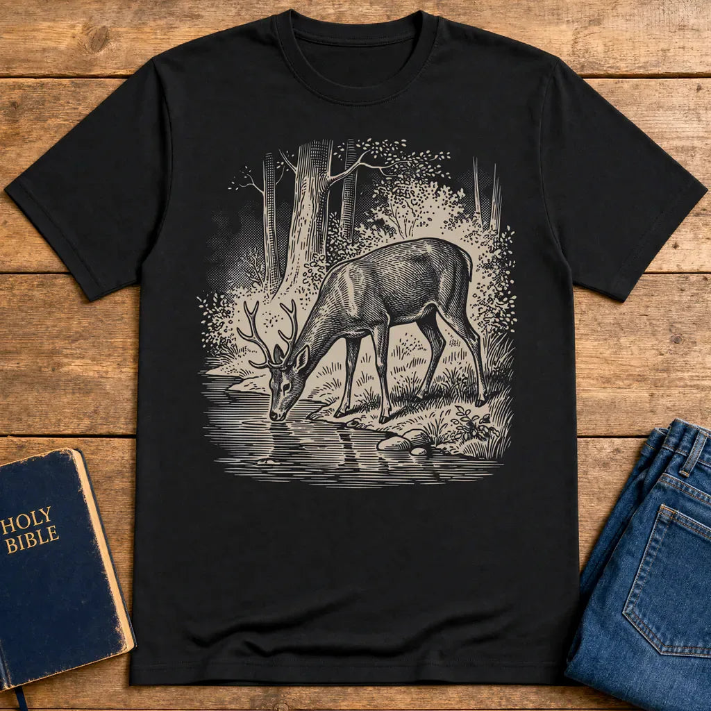 As the Deer Finds Peace T-Shirt - Black