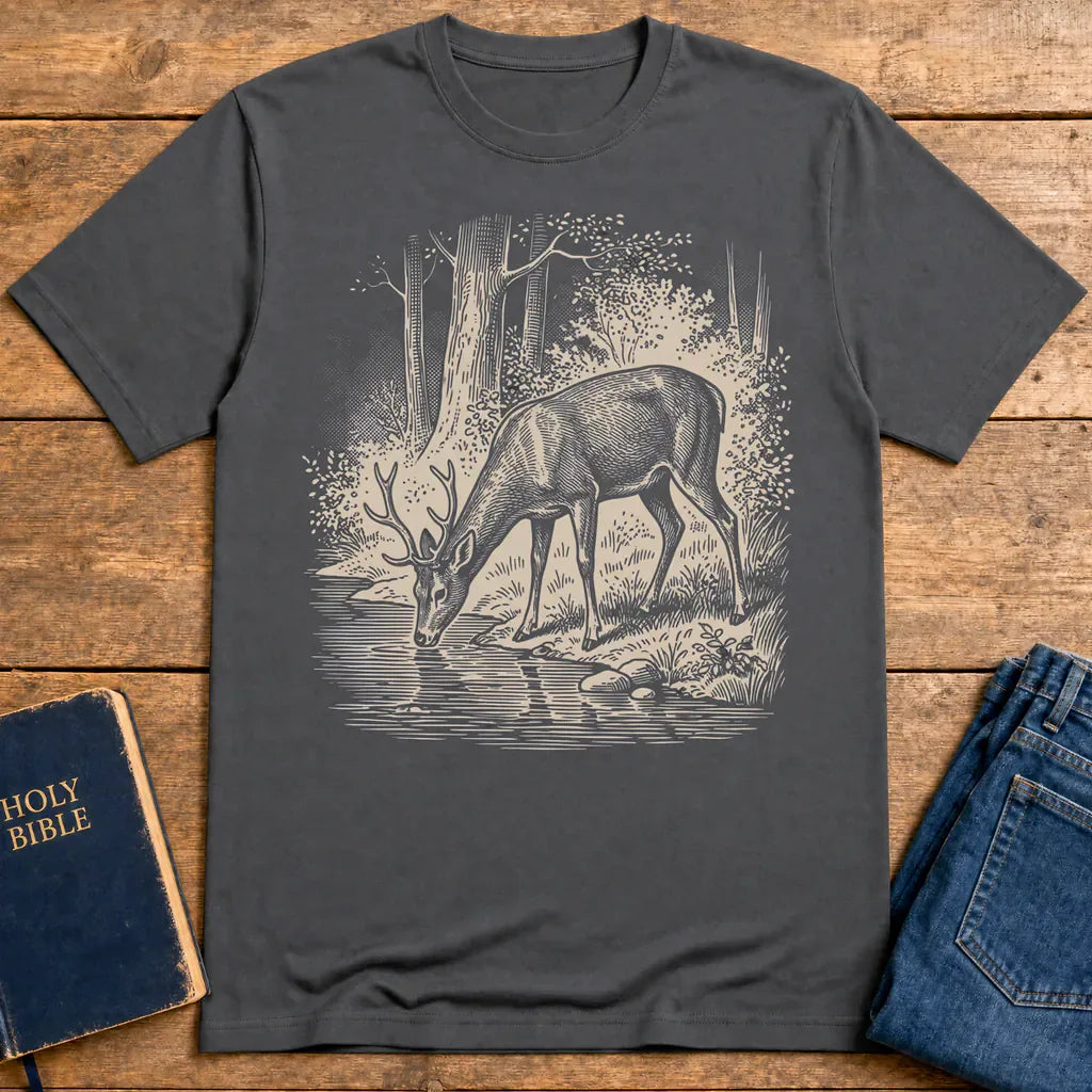 As the Deer Finds Peace T-Shirt - Charcoal