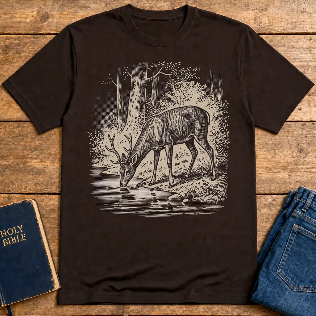 As the Deer Finds Peace T-Shirt - Dark Chocolate