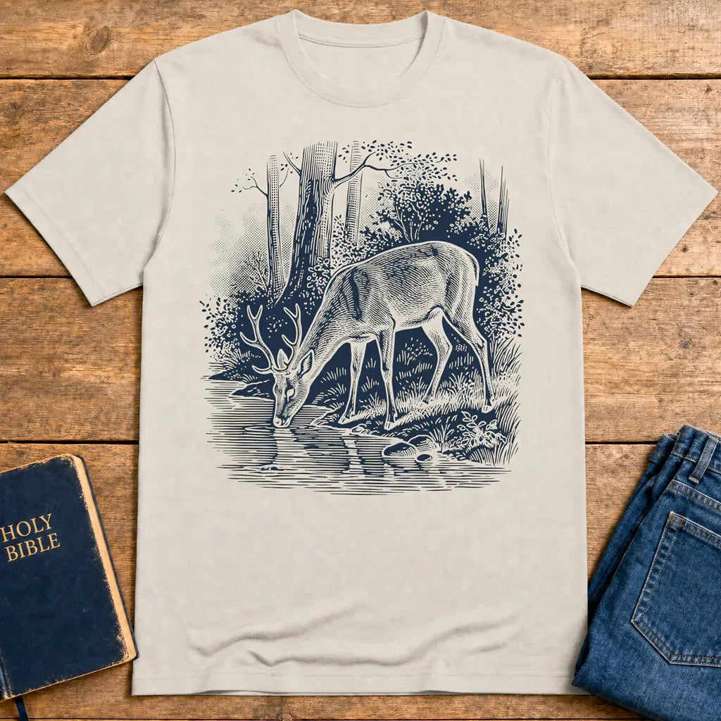 As the Deer Finds Peace T-Shirt - Ice Grey