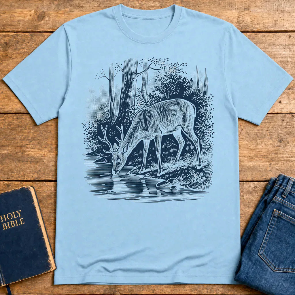 As the Deer Finds Peace T-Shirt - Light Blue