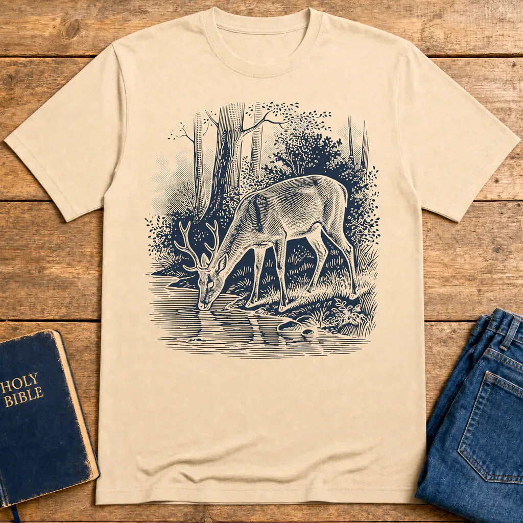 As the Deer Finds Peace T-Shirt - Natural