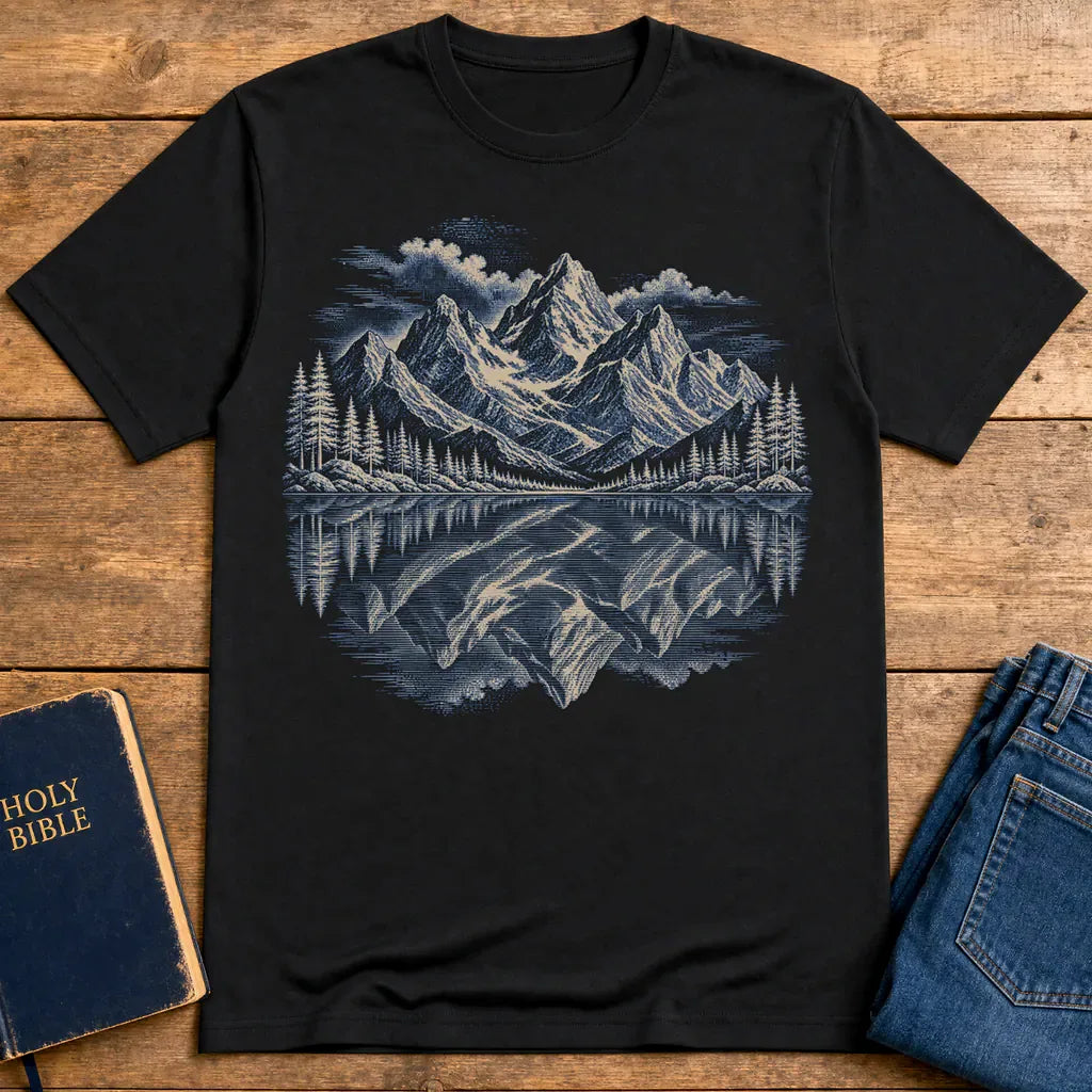 Praying Peaks Reflection T-Shirt - Black